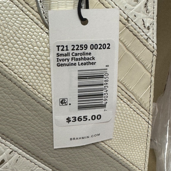Brahmin Small Caroline Leather Satchel - Ivory Flashback - Picture 5 of 8